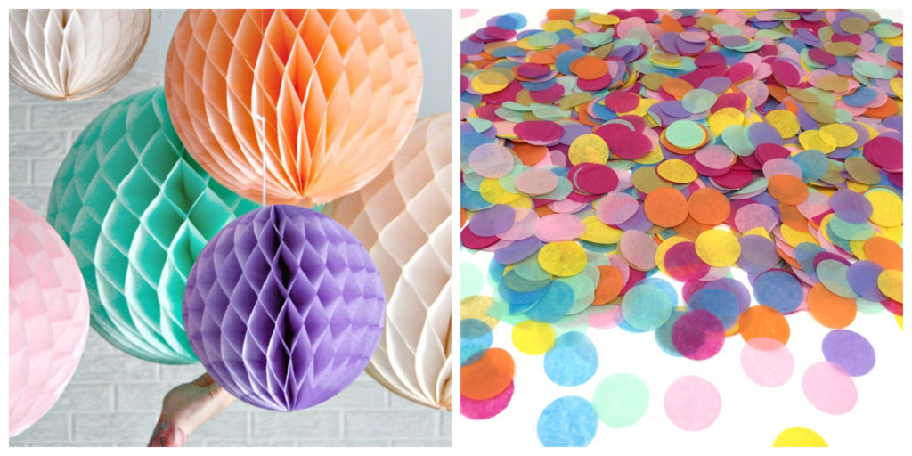 eco-friendly confetti and pom-poms for entertaining